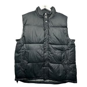 Vintage Gap NY45-18th Down Puffer Vest Jacket Mens XL Gray Ripstop Button